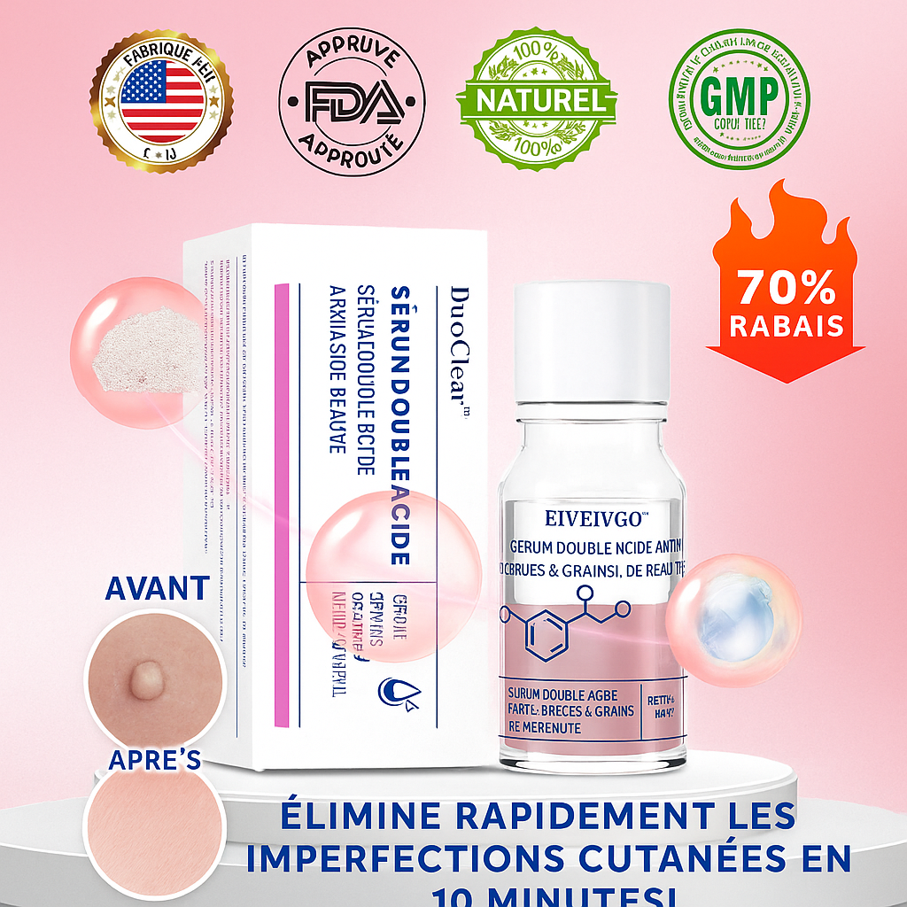 DuoClear™ Sérum Double Acide Anti-Verrues & Grains de Beauté | Élimine rapidement les imperfections cutanées en 10 minutes!