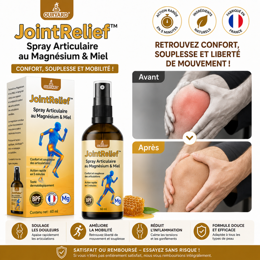 JointRelief™ Spray Articulaire au Magnésium & Miel | Répare vos articulations douloureuses en 10 minutes!