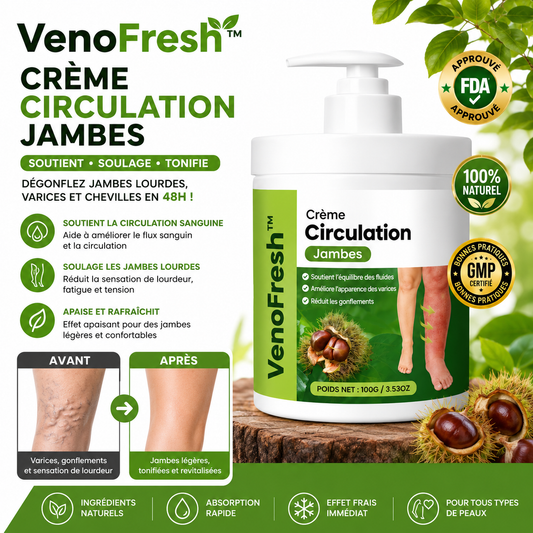 VenoFresh™ Crème Circulation Jambes | Dégonflez jambes lourdes, varices et chevilles en 48h !