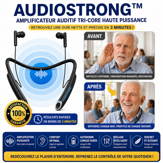 AudioStrong™ Amplificateur Auditif Tri-Core Haute Puissance | Retrouvez une ouïe nette et précise en 3 minutes !