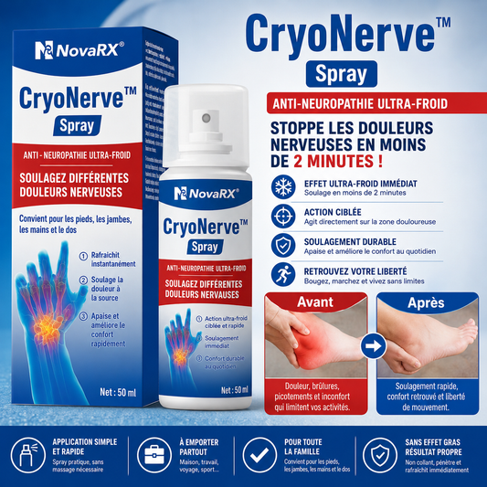 CryoNerve™ Spray Anti-Neuropathie Ultra-Froid | Stoppe les douleurs nerveuses en moins de 2 minutes!