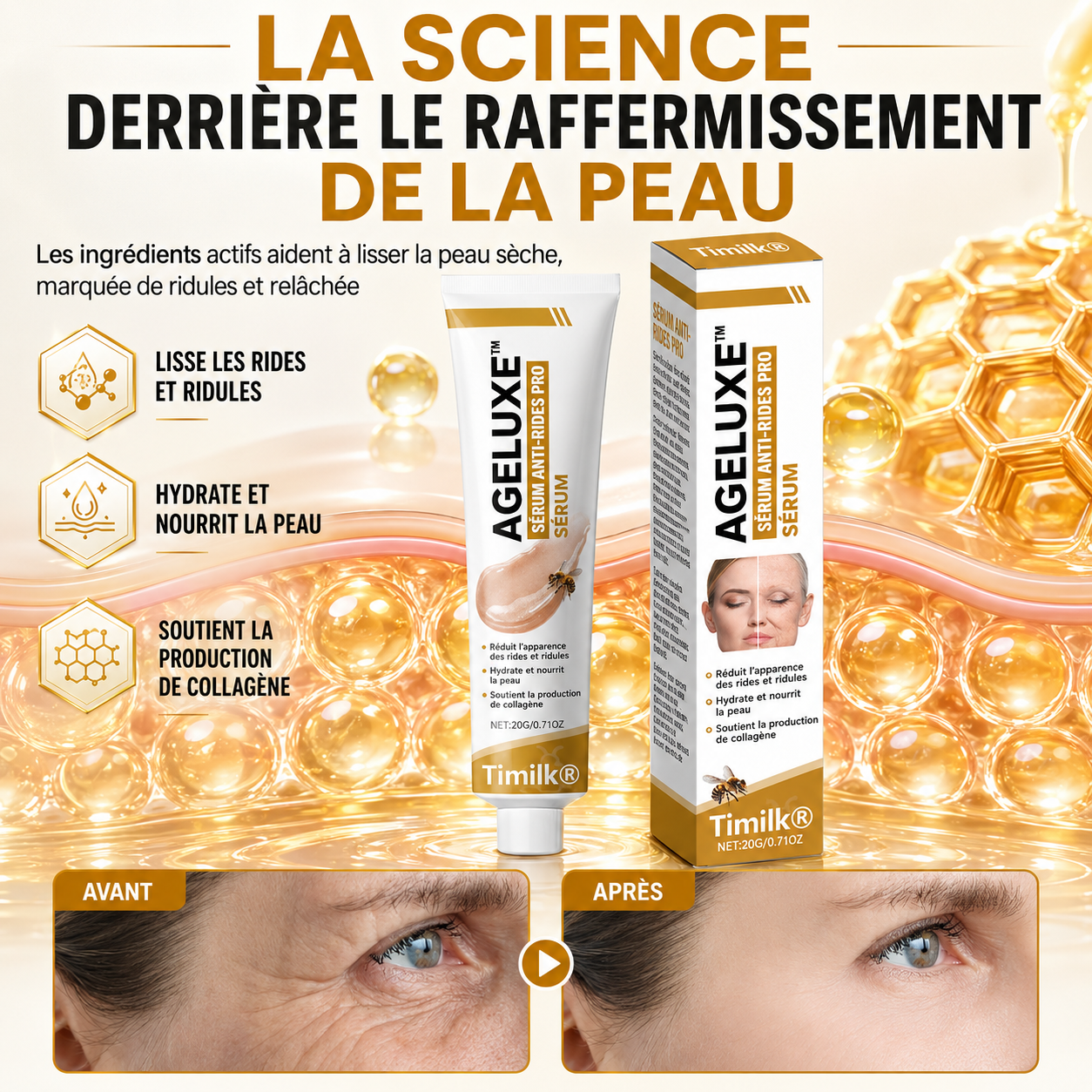 AgeLuxe™ Sérum Anti-Rides Raffermissant | Lissez visiblement vos rides et raffermissez votre peau en 7 jours !