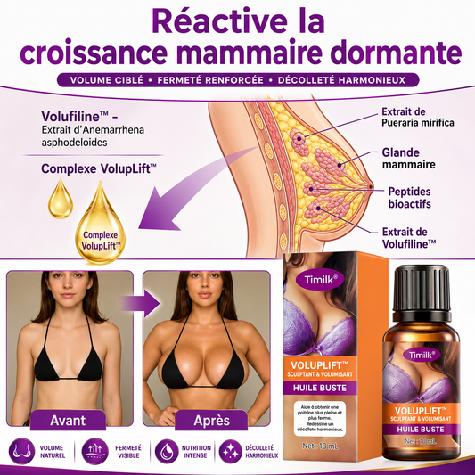 VolupLift™ Huile Galbante & Volumisante | Retrouvez une poitrine plus ferme et plus pulpeuse en 7 jours, sans chirurgie ni injections !
