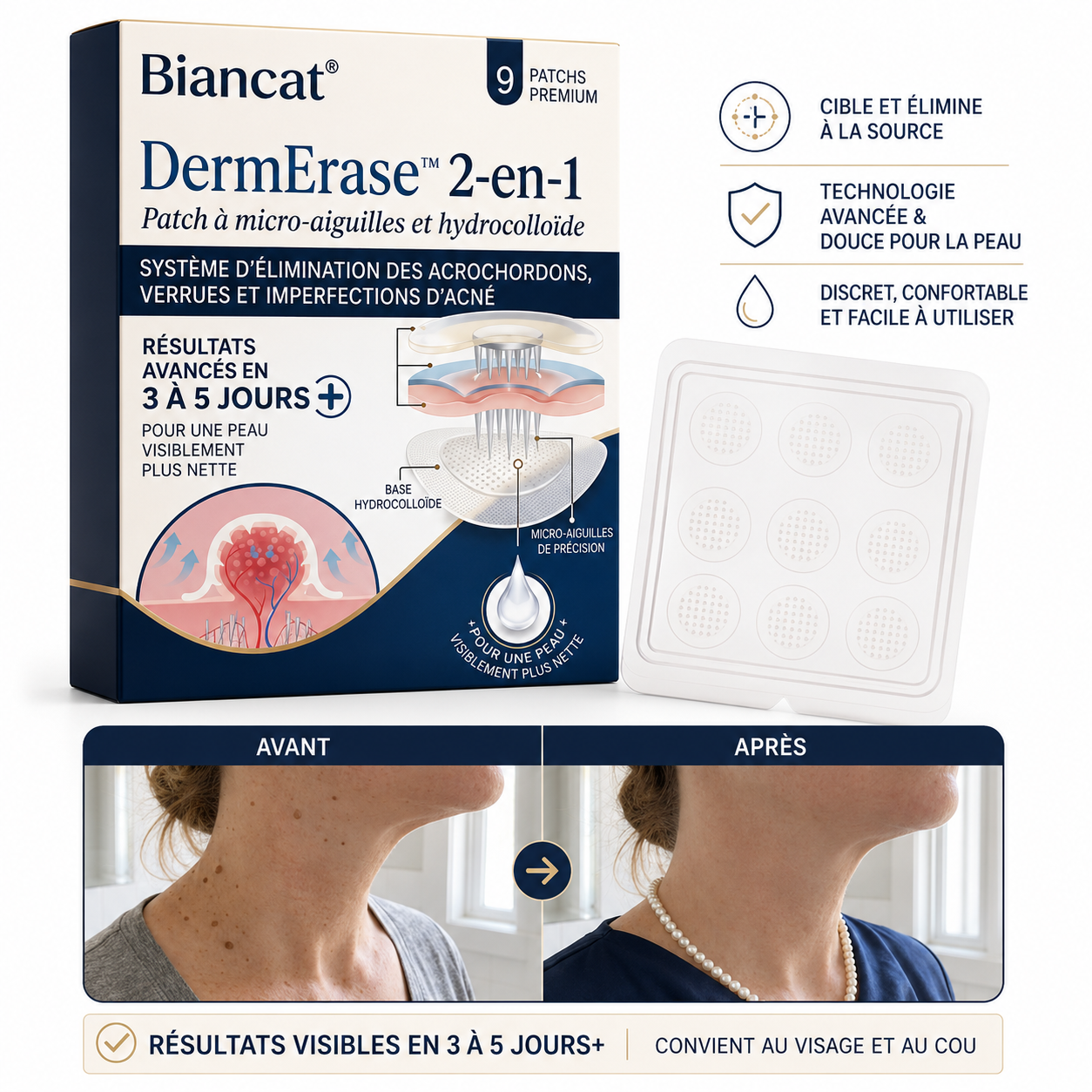 DermErase™ Patch Micro-Aiguilles 2-en-1 | Éliminez acrochordons et imperfections visibles en 5 jours, sans couper ni brûler !