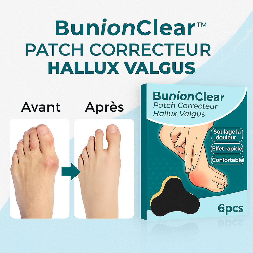 BunionClear™ Patch Correcteur Hallux Valgus | Soulage la douleur et réaligne votre pied en 10 minutes!