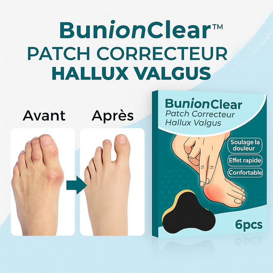 BunionClear™ Patch Correcteur Hallux Valgus | Soulage la douleur et réaligne votre pied en 10 minutes!