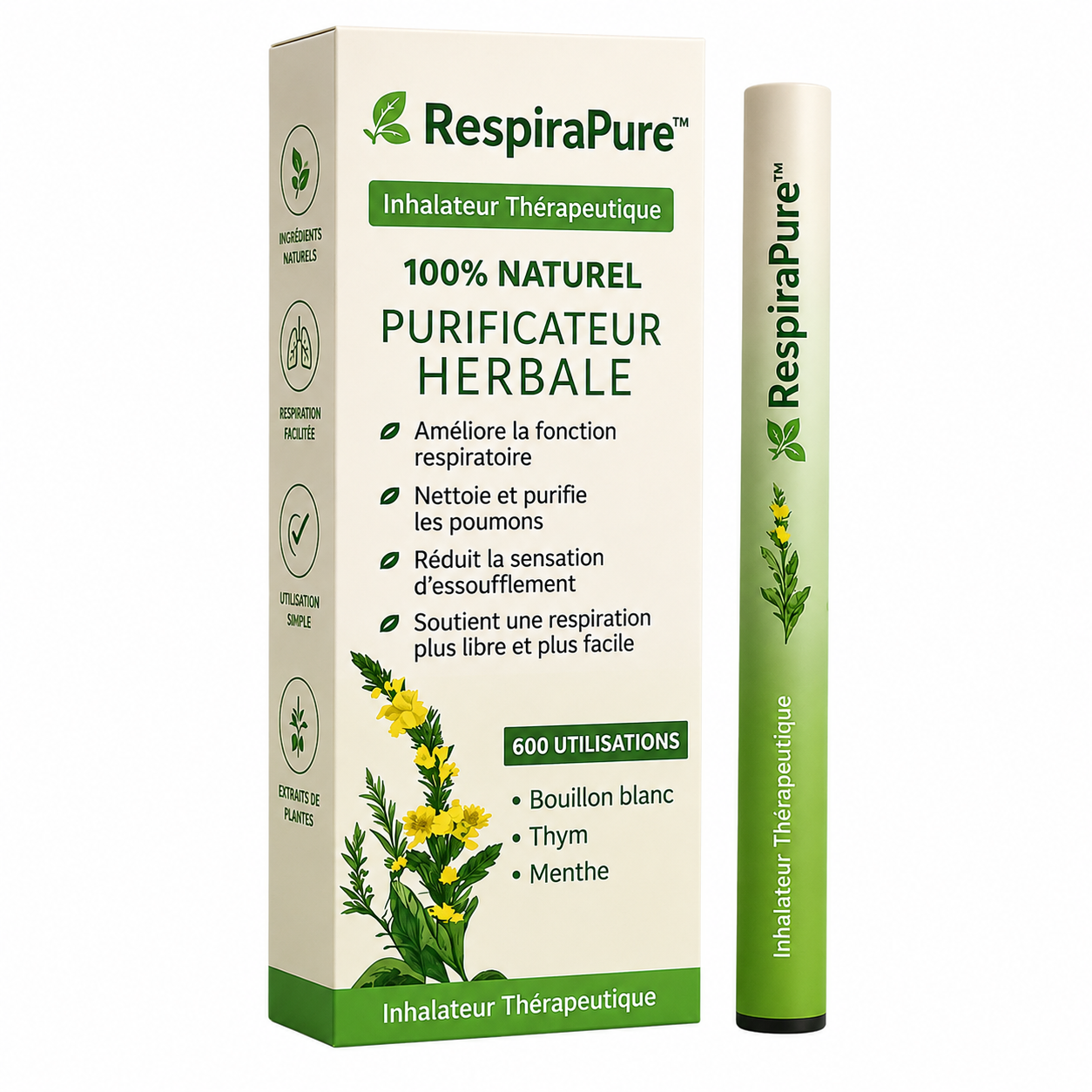 RespiraPure™ Inhalateur Thérapeutique | Débouche vos poumons et stoppe l’essoufflement en 90 secondes!