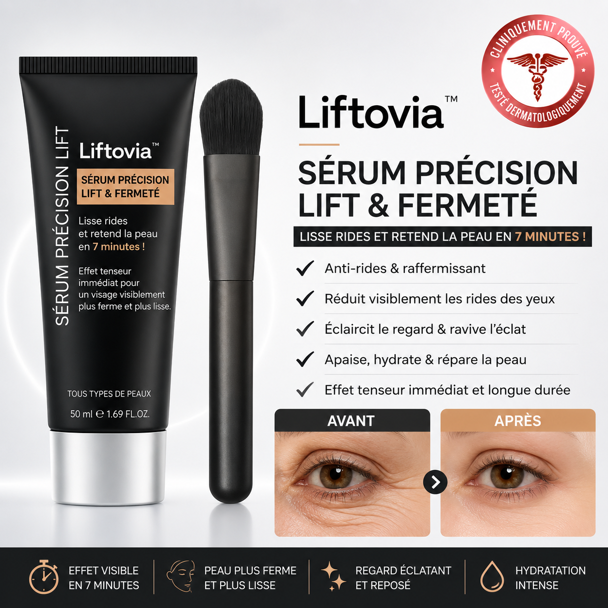Liftovia™ Sérum Précision Lift & Fermeté | Lisse rides et retend la peau en 7 minutes!