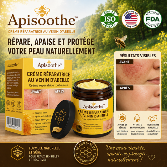 Apisoothe™ Crème Réparatrice au Venin d’Abeille | Élimine eczéma, boutons et rougeurs dès la première application!