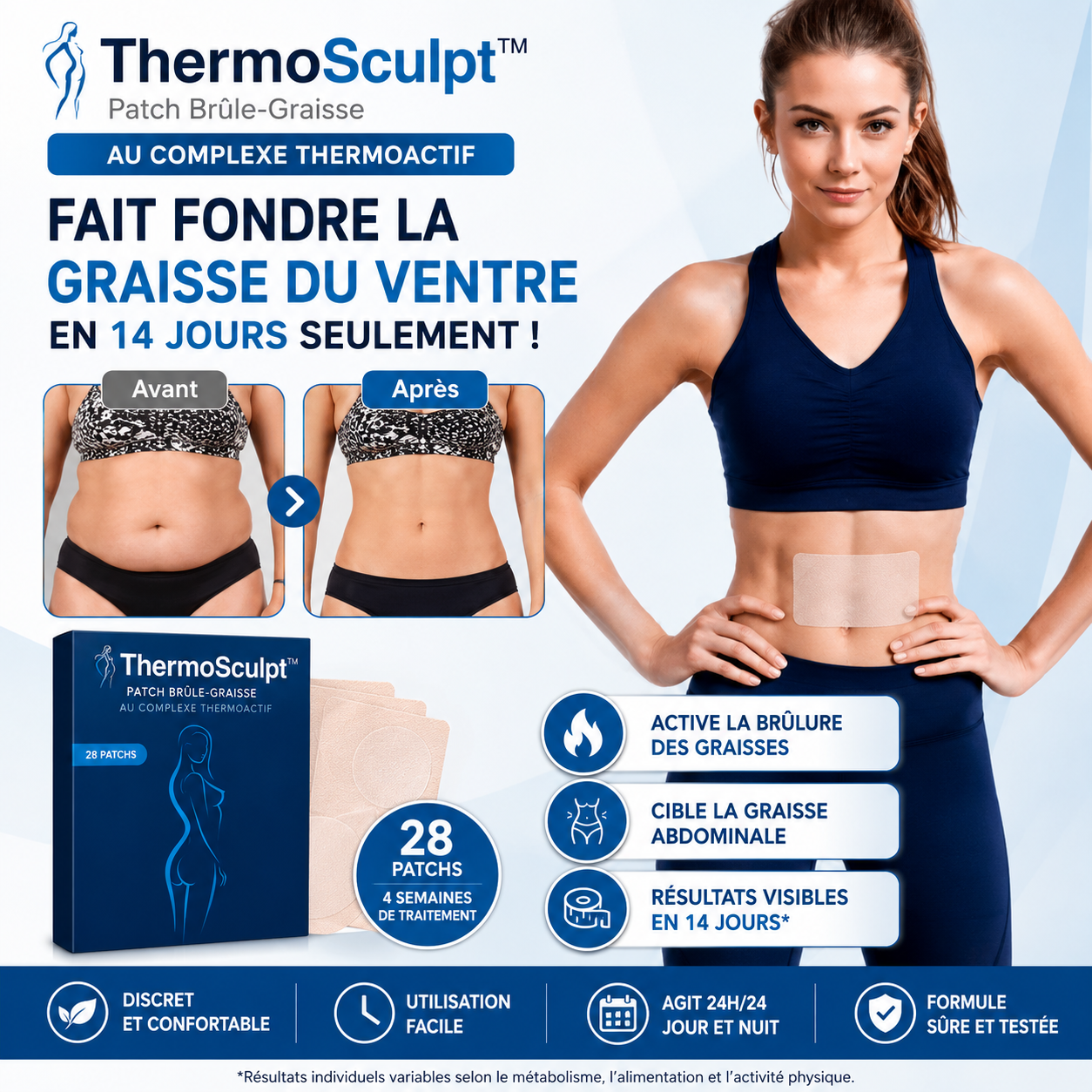 ThermoSculpt™ Patch Brûle-Graisse au Complexe ThermoActif | Fait fondre la graisse du ventre en 14 jours seulement!