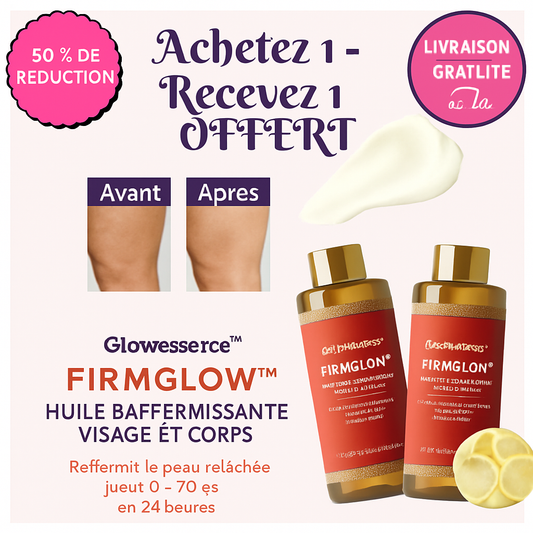 FirmGlow™ Huile Raffermissante Visage & Corps | Raffermit la peau relâchée jusqu’à 98 % en 24 heures!