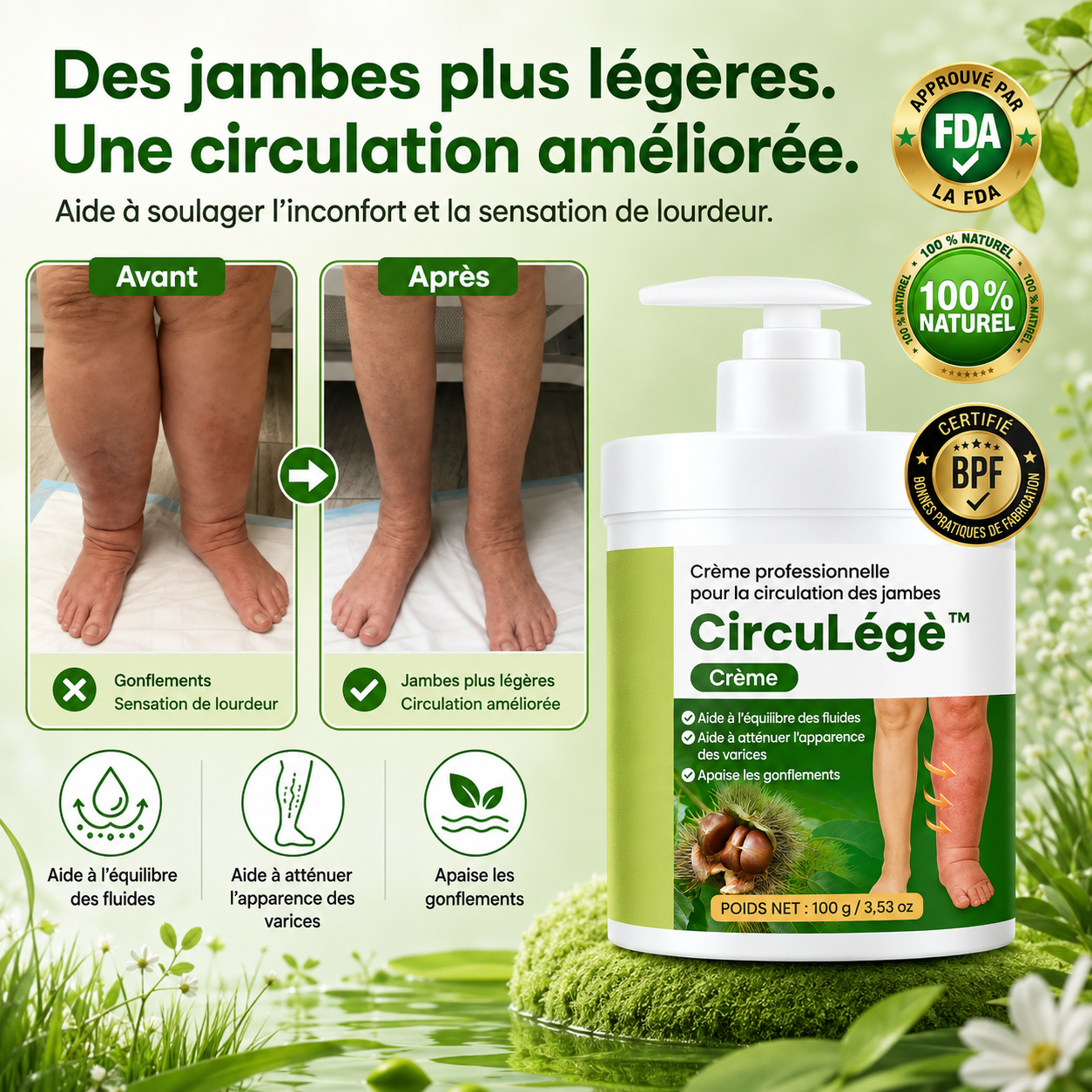 CircuLégè™ Crème Circulation Jambes | Retrouvez des jambes légères et soulagées en 48 heures !