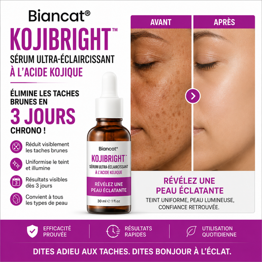 KojiBright™ Sérum Ultra-Éclaircissant à l’Acide Kojique | Élimine les taches brunes en 3 jours chrono!