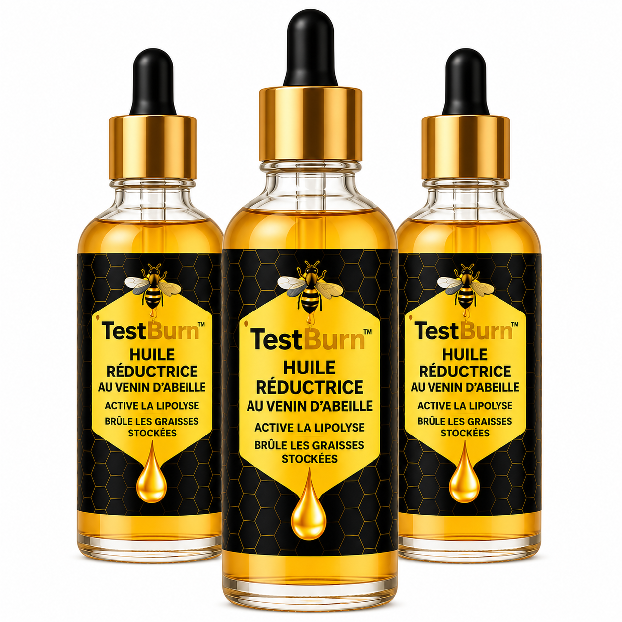 TestBurn™ Huile Réductrice au Venin d’Abeille | Élimine les seins masculins en 7 jours chrono!