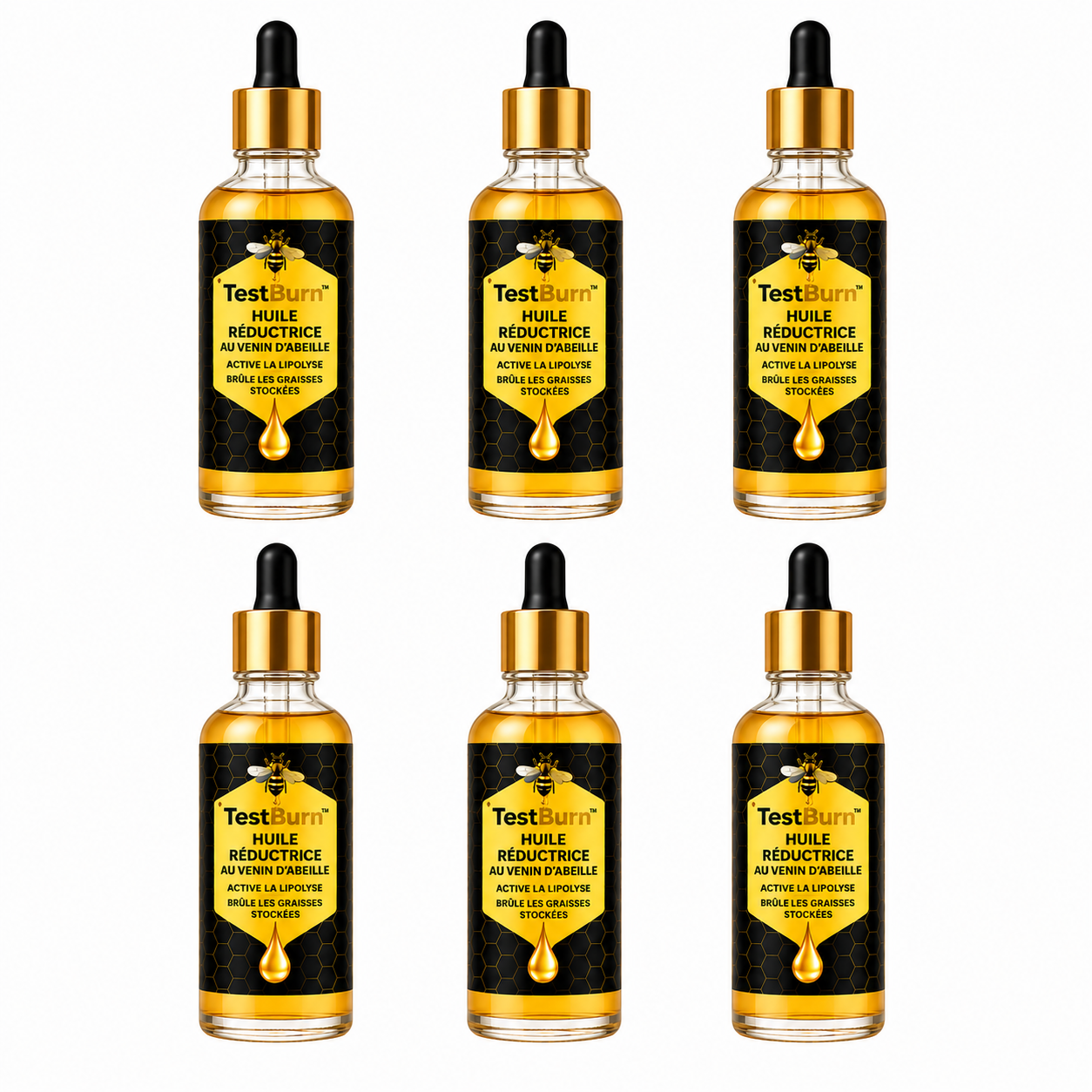TestBurn™ Huile Réductrice au Venin d’Abeille | Élimine les seins masculins en 7 jours chrono!