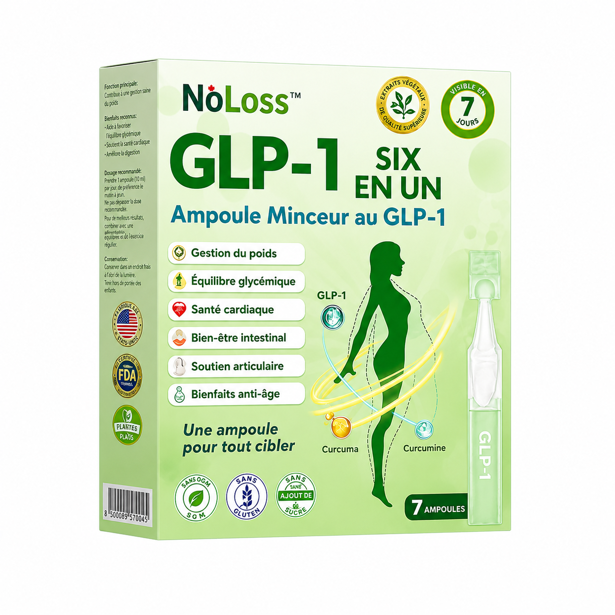 NoLoss™ Ampoule Minceur au GLP‑1 | Perdez 5 kg de graisse abdominale en 7 jours!