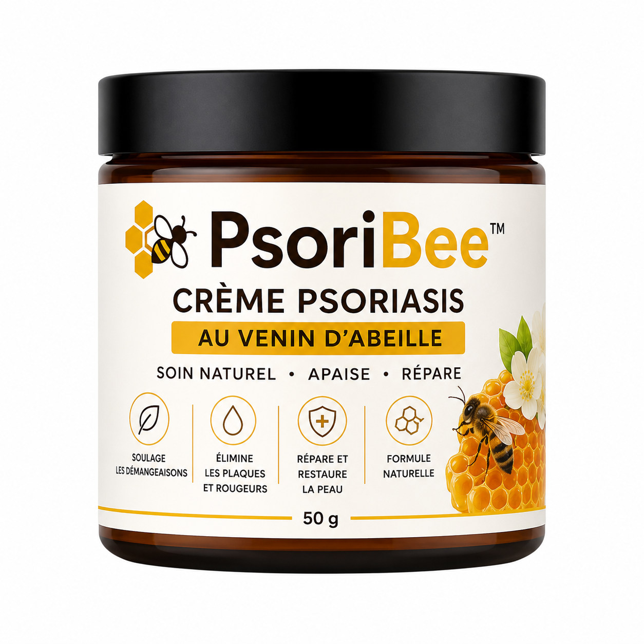 PsoriBee™ Crème Psoriasis au Venin d’Abeille | Éliminez plaques, démangeaisons et rougeurs en quelques minutes !