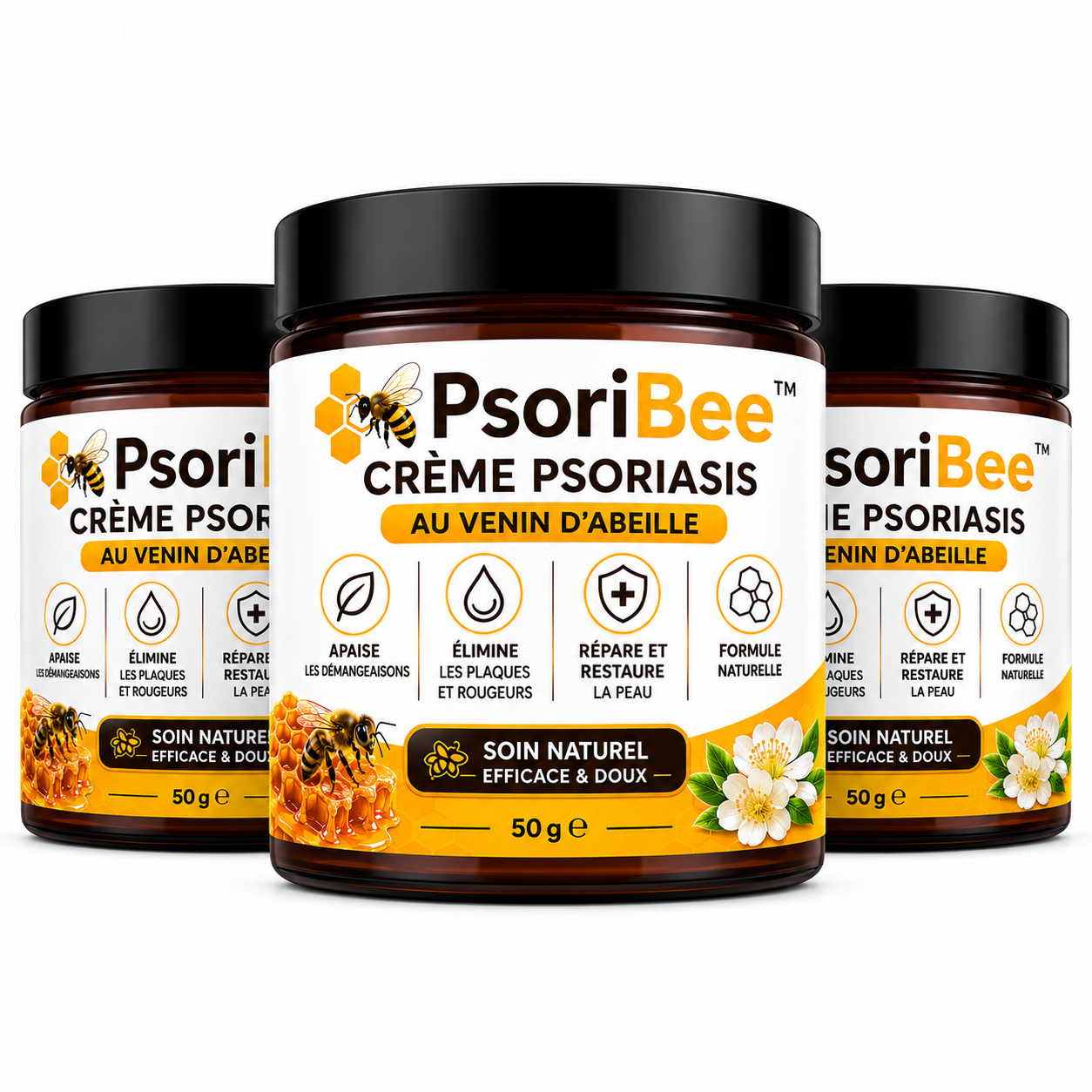 PsoriBee™ Crème Psoriasis au Venin d’Abeille | Éliminez plaques, démangeaisons et rougeurs en quelques minutes !