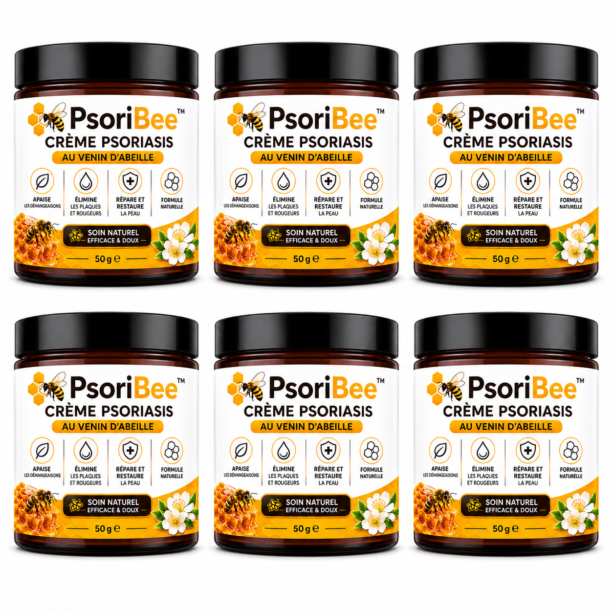 PsoriBee™ Crème Psoriasis au Venin d’Abeille | Éliminez plaques, démangeaisons et rougeurs en quelques minutes !