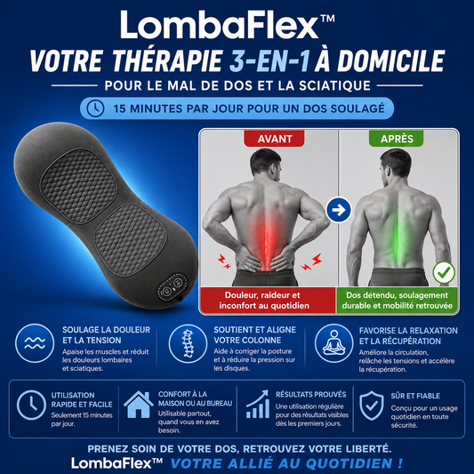 Lombara™ Masseur Lombaire Triple Action | Soulagez vos douleurs sciatiques et lombaires en 15 minutes chrono !