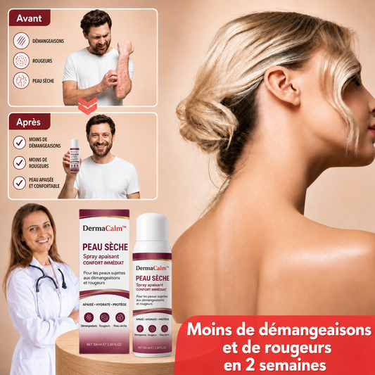 DermaCalm™ Spray Peau Sèche & Psoriasis | Une réduction visible des démangeaisons et des rougeurs en 2 semaines !