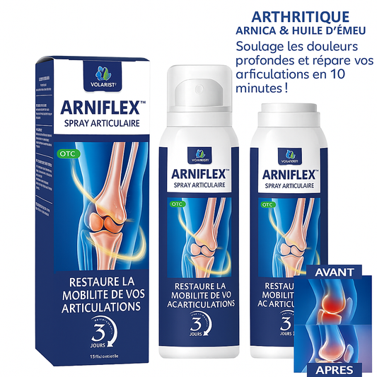 ArniFlex™ Spray Articulaire Arnica & Huile d’Émeu | Soulage les douleurs profondes et répare vos articulations en 10 minutes!