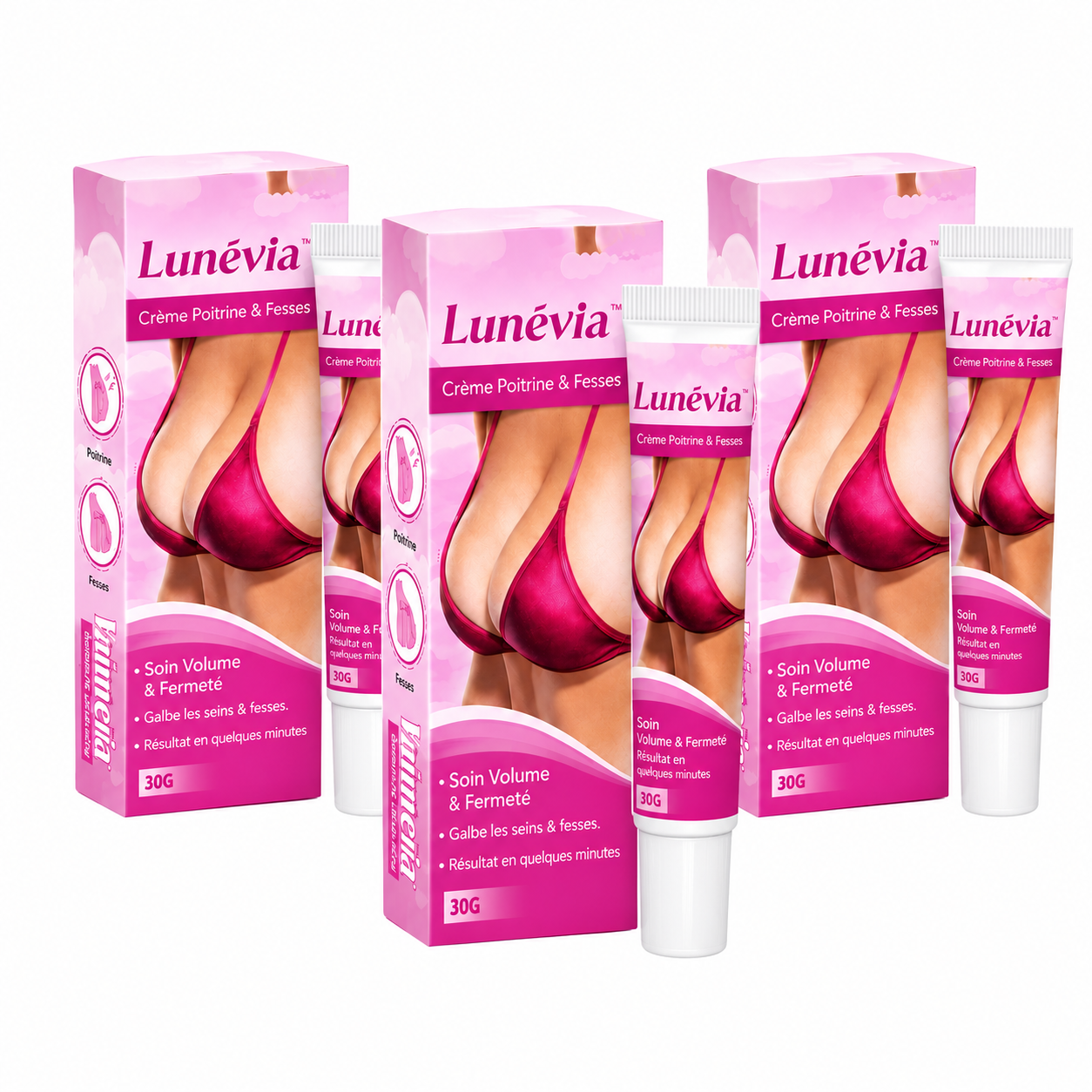 Lunévia™ Crème Poitrine & Fesses | Augmentez vos formes en quelques minutes et affichez un volume irrésistible !
