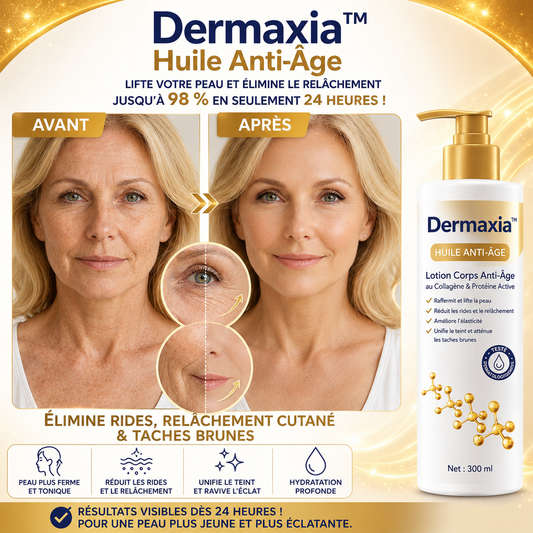 Dermaxia™ Huile Anti-Âge | Lifte votre peau et élimine le relâchement jusqu’à 98 % en seulement 24 heures !