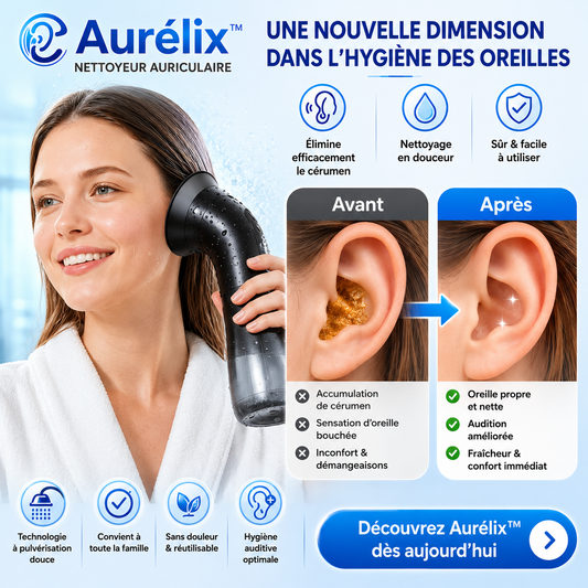 Aurélix™ Nettoyeur Auriculaire | Éliminez le cérumen en profondeur en quelques minutes et retrouvez une audition claire !