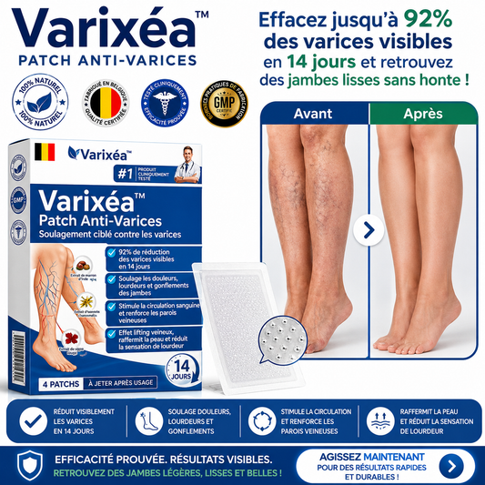 Varixéa™ Patch Anti-Varices | Effacez jusqu’à 92% des varices visibles en 14 jours et retrouvez des jambes lisses sans honte !