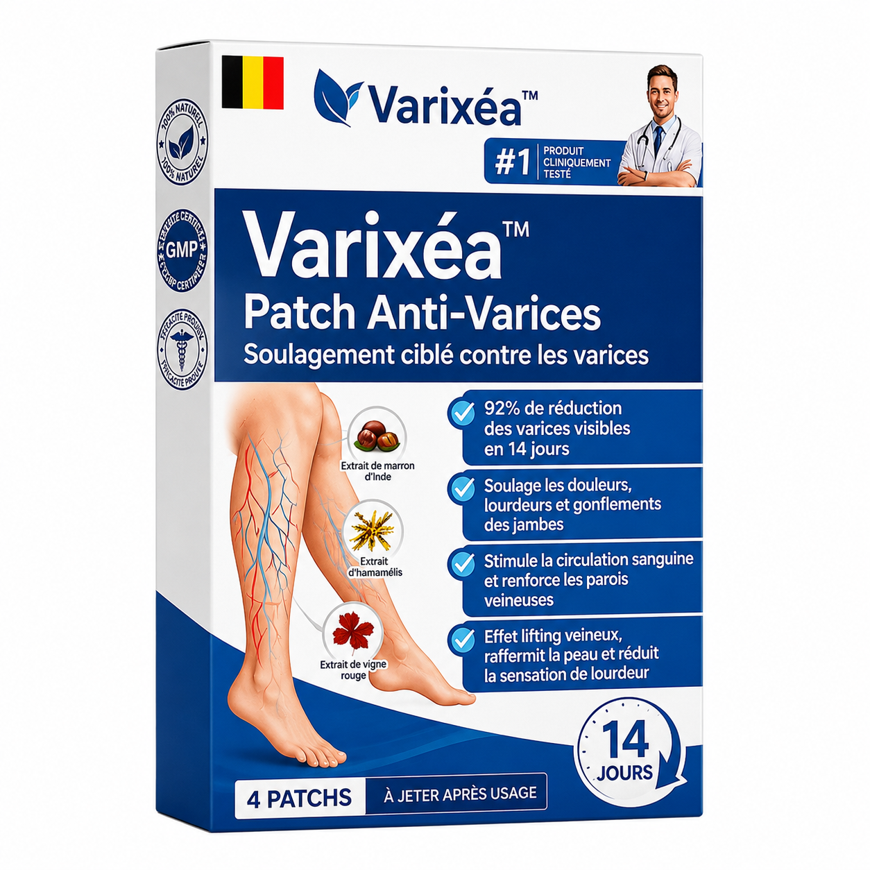 Varixéa™ Patch Anti-Varices | Effacez jusqu’à 92% des varices visibles en 14 jours et retrouvez des jambes lisses sans honte !