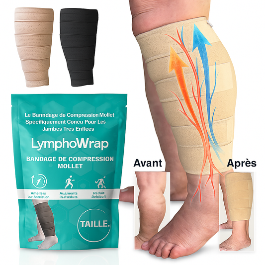 LymphoWrap™ Bandage de Compression Mollet | Élimine les gonflements sévères et soulage vos jambes en 10 minutes!