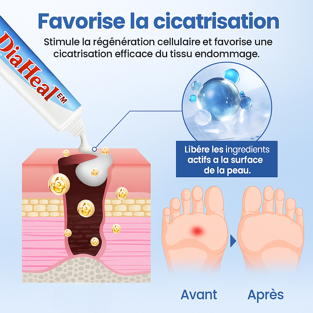 DiaHeal™ Crème Réparatrice Peau Diabétique | Accélère la cicatrisation et répare les lésions en 10 minutes!