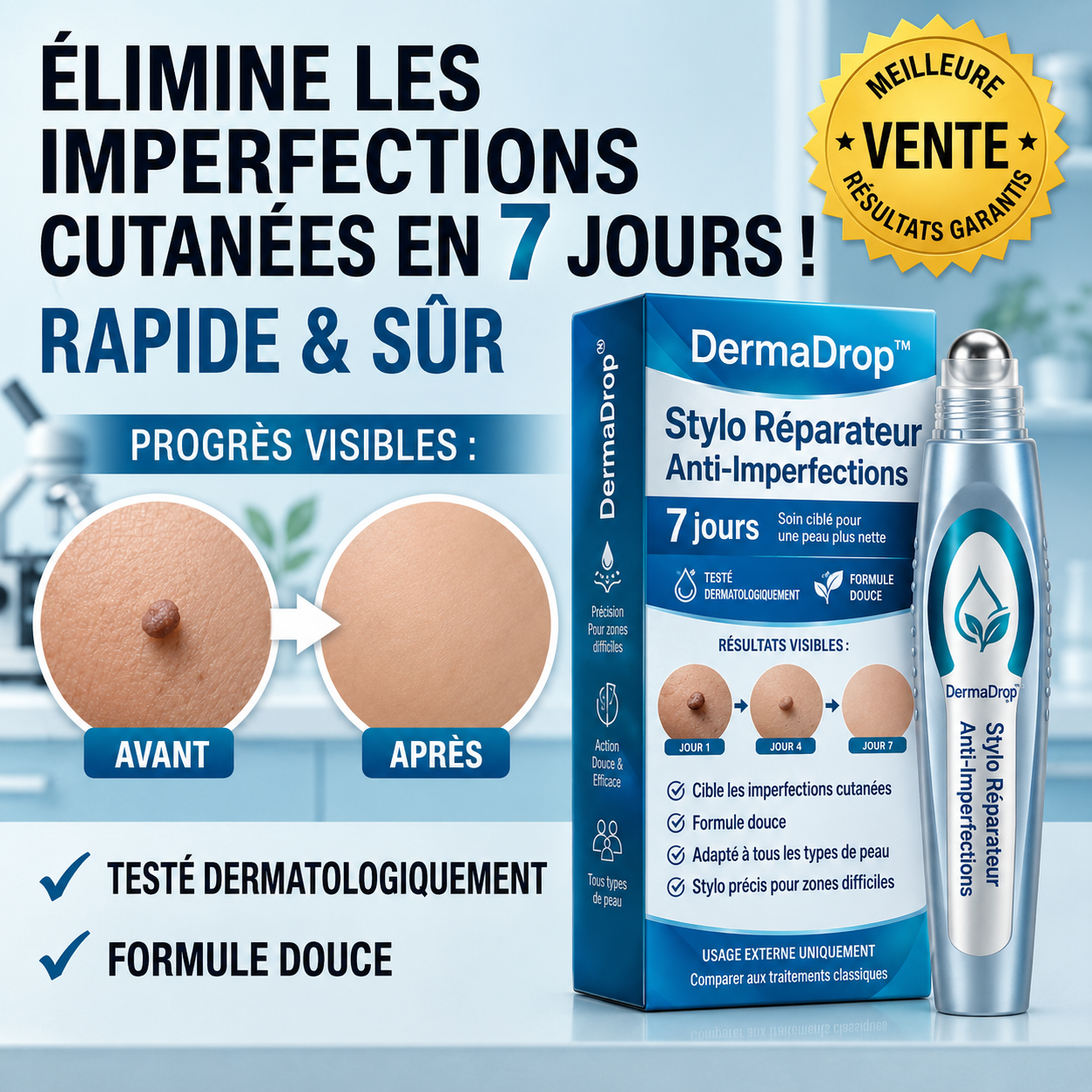 DermaDrop™ Stylo Réparateur Anti-Imperfections | Éliminez visiblement les excroissances et taches sans douleur en quelques jours !