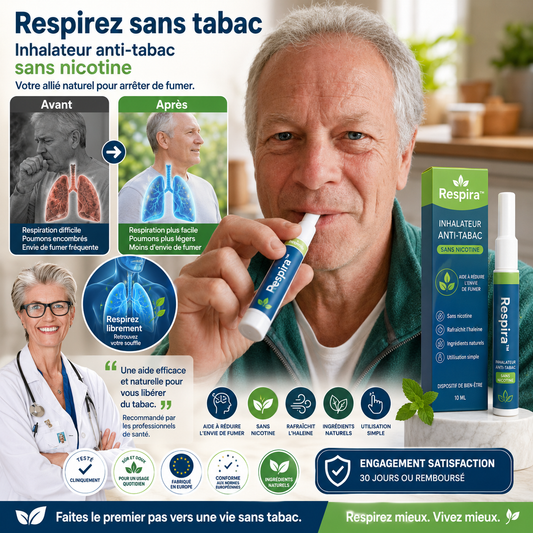 Respira™ Inhalateur Anti-Tabac Sans Nicotine | Coupez vos envies en 48 heures et respirez enfin librement !