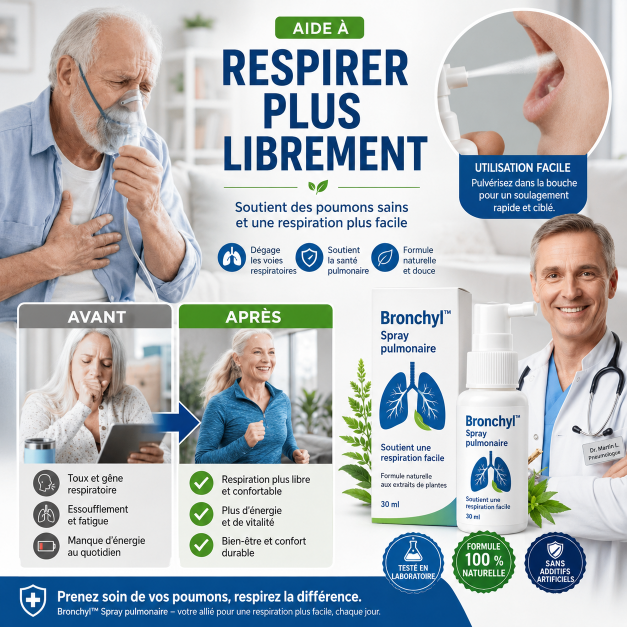 Bronchyl™ Spray pulmonaire | Élimine 96 % des mucosités en 3 jours !