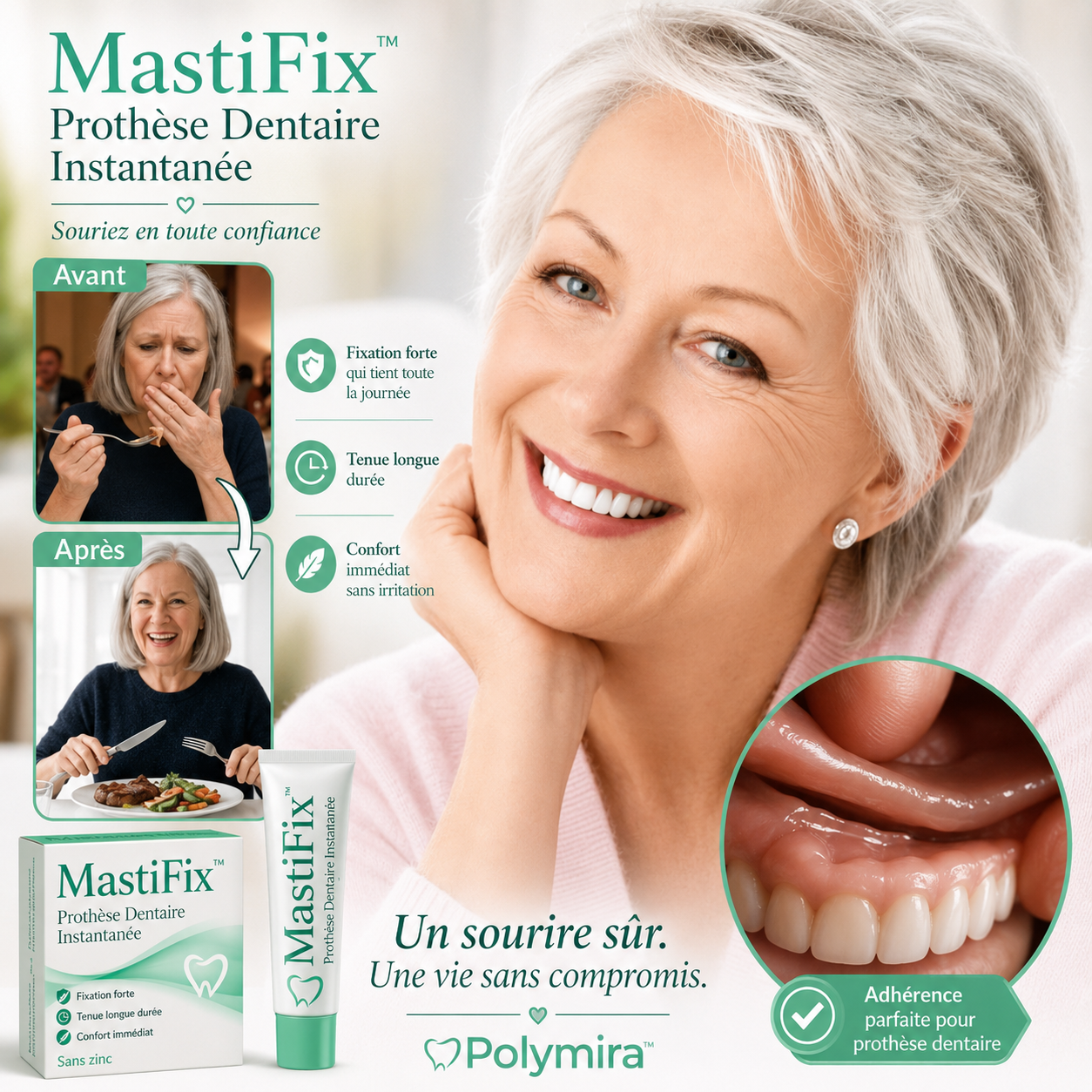 MastiFix™ Prothèse Dentaire Instantanée | Un sourire éclatant sans dentiste en 10 secondes!