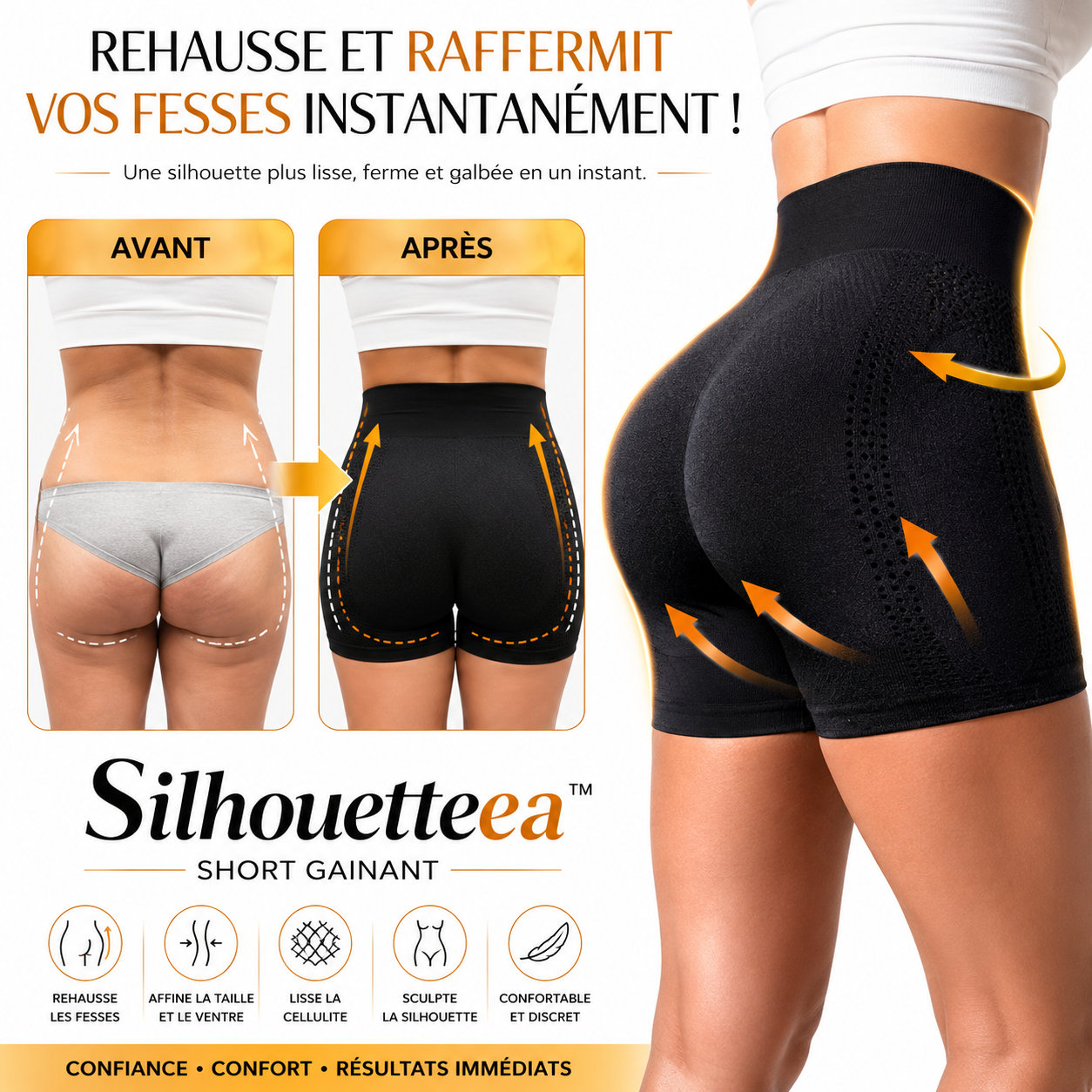 Silhouettea™ Short Gainant | Élimine la graisse, lisse la cellulite et sculpte les fesses en un instant !