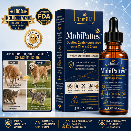 MobiPattes™ Gouttes Confort Articulaire pour Chiens & Chats | Aidez votre compagnon à retrouver des mouvements plus souples dès 7 jours !