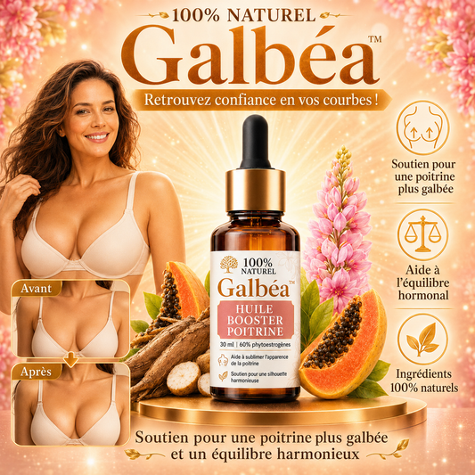 Galbéa™ Huile Booster Poitrine | Retrouvez une poitrine plus ferme, plus galbée et visiblement rehaussée en 2 à 4 semaines !