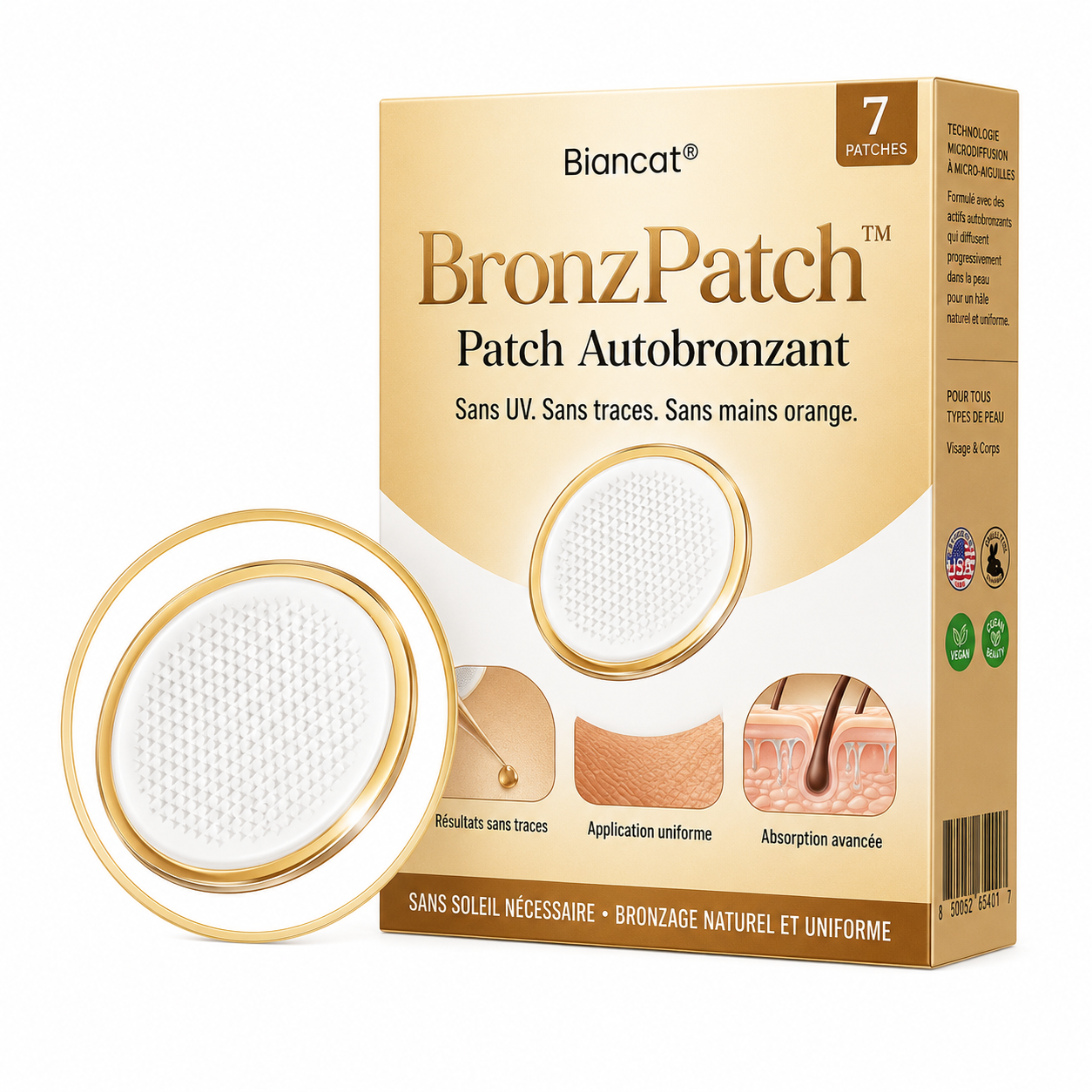 BronzPatch™ Patch Autobronzant | Obtenez un hâle doré naturel sans UV, sans odeur et sans traces orange !