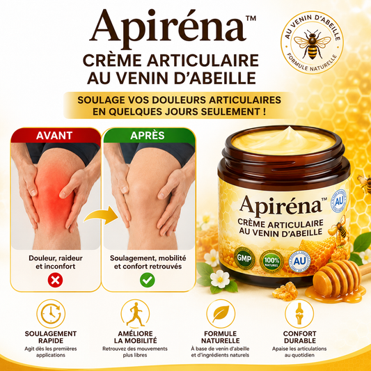 Apiréna™ Crème Articulaire au Venin d’Abeille | Soulage les douleurs et libère vos articulations en 10 minutes !