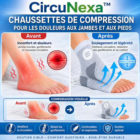 CircuNexa™ Chaussettes de compression | Soulage les articulations en 10 minutes !