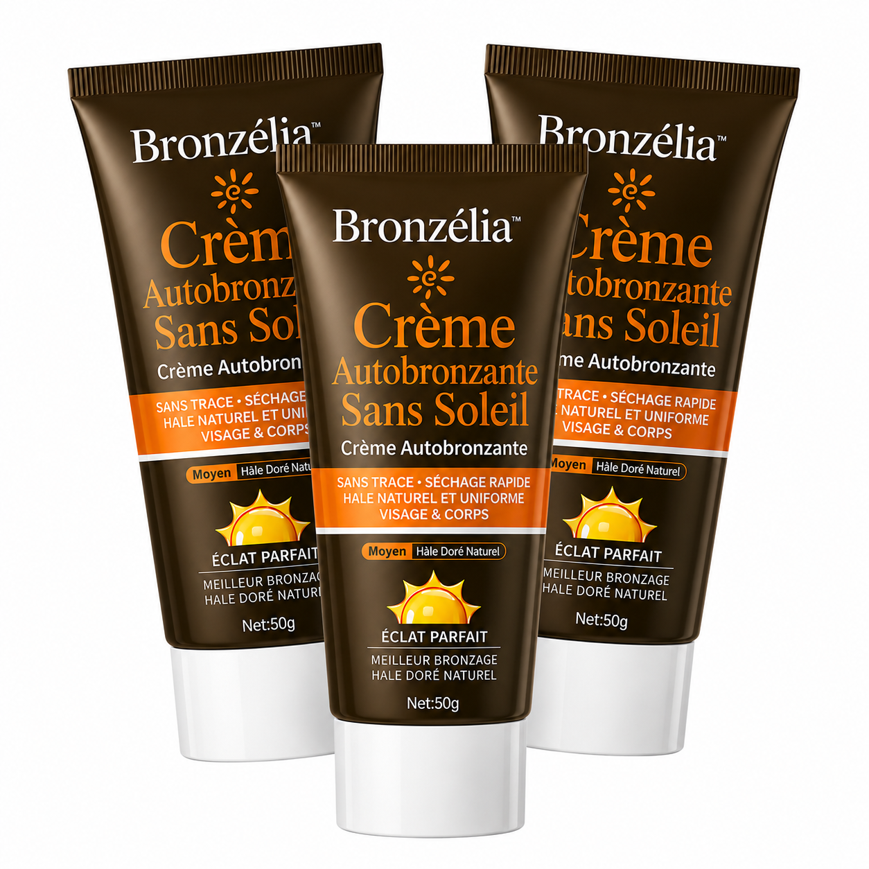 Bronzélia™ Crème Autobronzante Sans Soleil | Obtenez un bronzage doré, uniforme et zéro trace orange dès la première application !