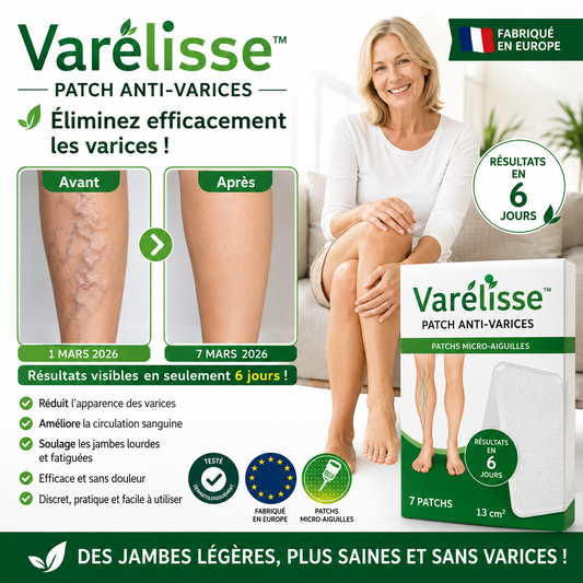 Varélisse™ Patch Anti-Varices | Éliminez les varices visibles et retrouvez des jambes lisses en 7 jours chrono !