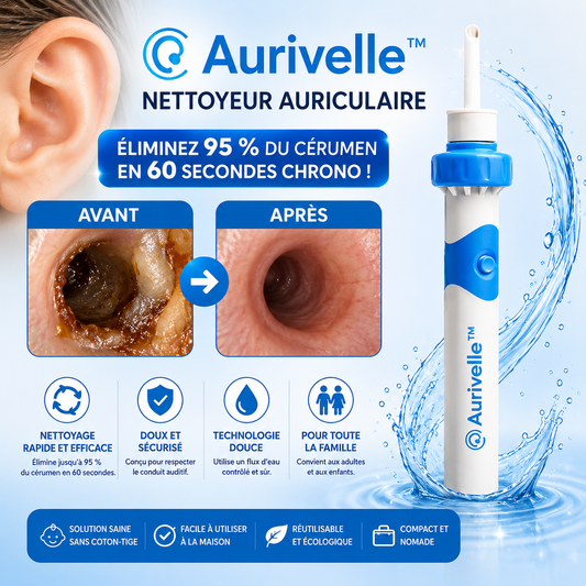 Aurivelle™ Nettoyeur Auriculaire | Éliminez 95 % du cérumen en 60 secondes chrono !