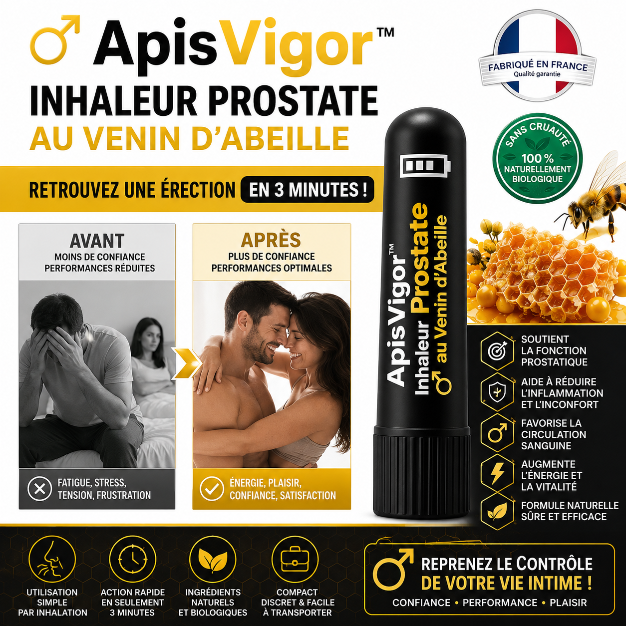 ApisVigor™ Inhaleur Prostate au Venin d'Abeille | Retrouvez une érection en 3 minutes!
