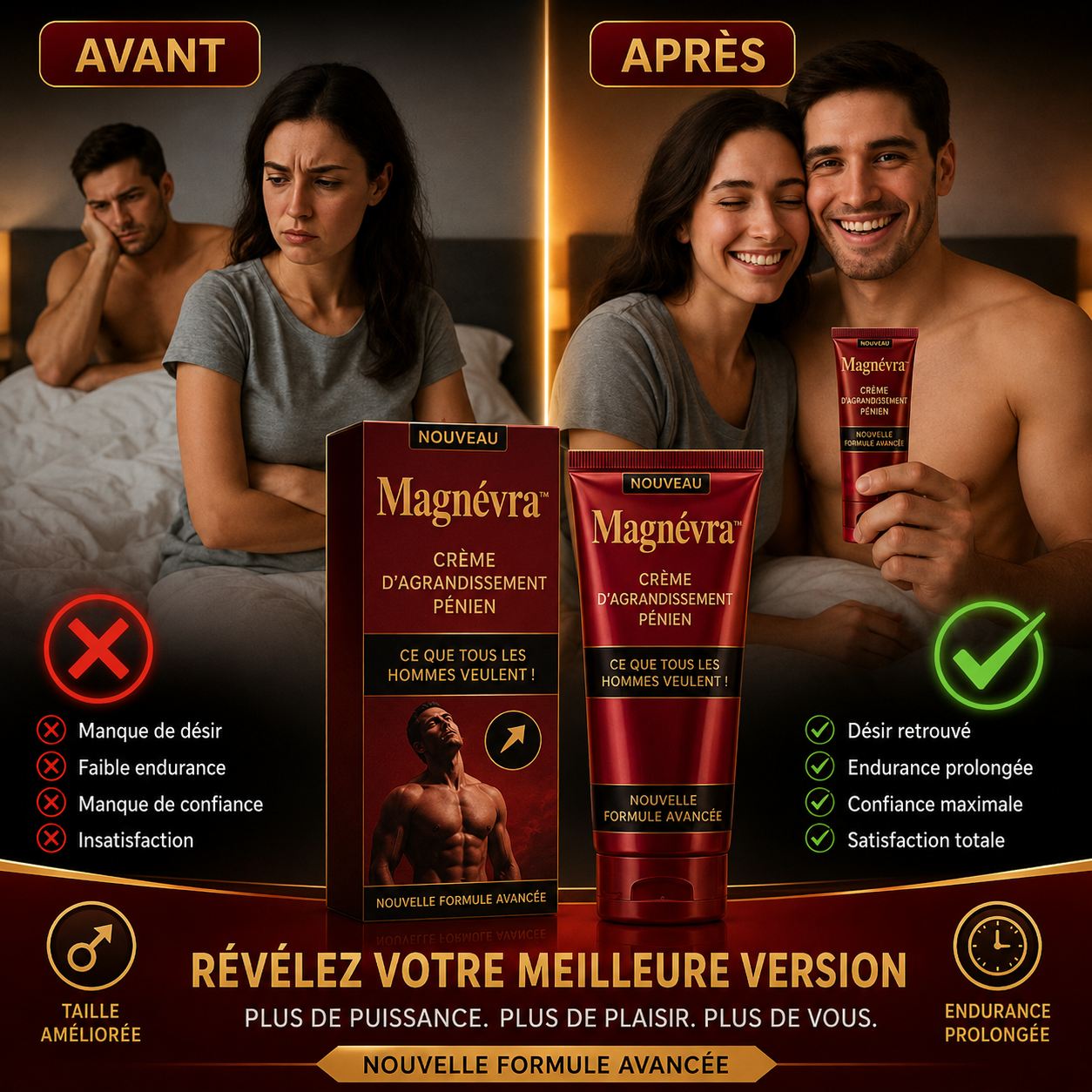Magnévra™ Crème d’agrandissement pénien | Augmentez votre taille jusqu’à 4,5 cm en seulement 7 jours !