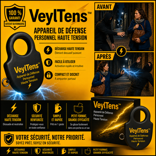 VeylTens™ Appareil de Défense Personnel Haute Tension | Neutralise tout agresseur en 1 seconde, sans effort !