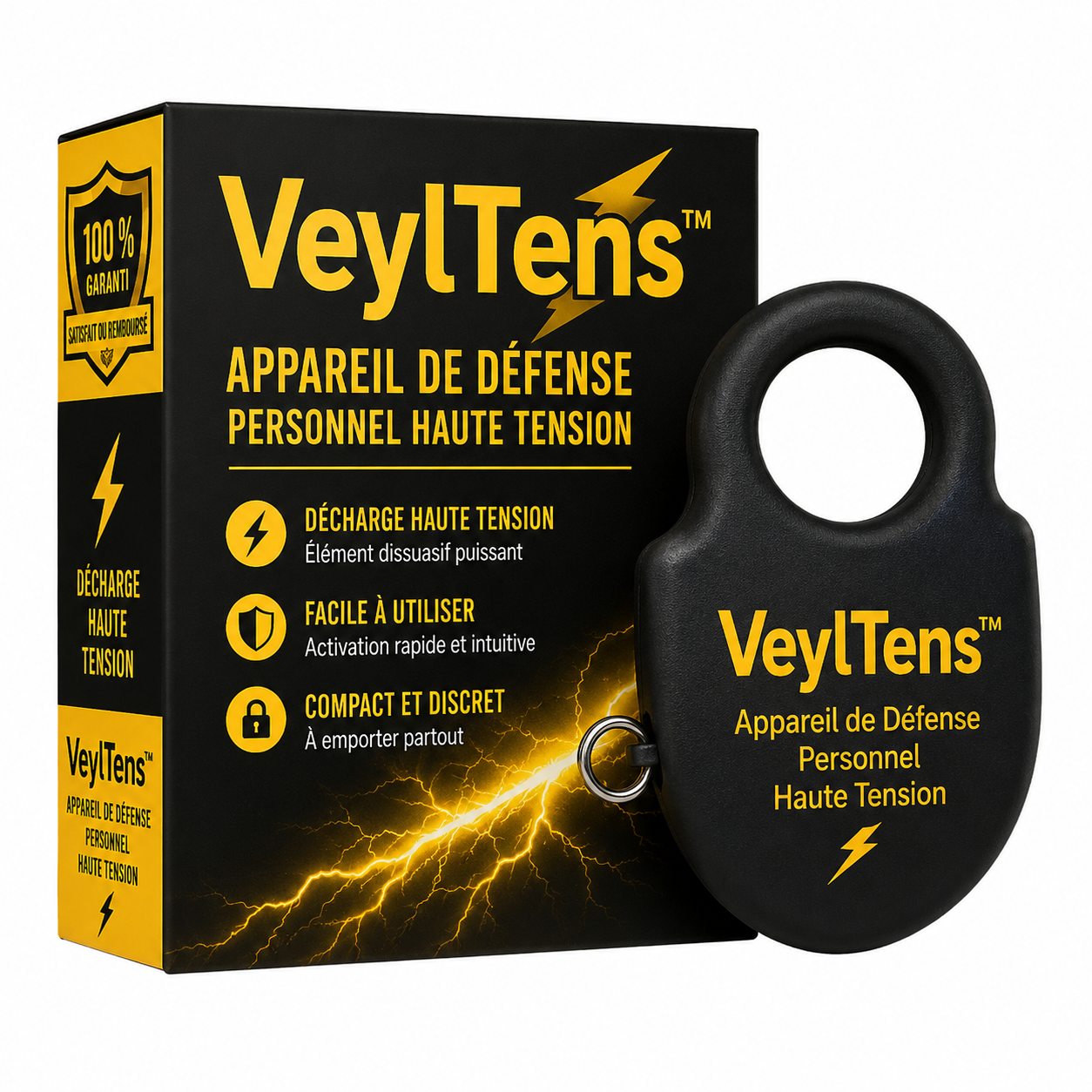 VeylTens™ Appareil de Défense Personnel Haute Tension | Neutralise tout agresseur en 1 seconde, sans effort !